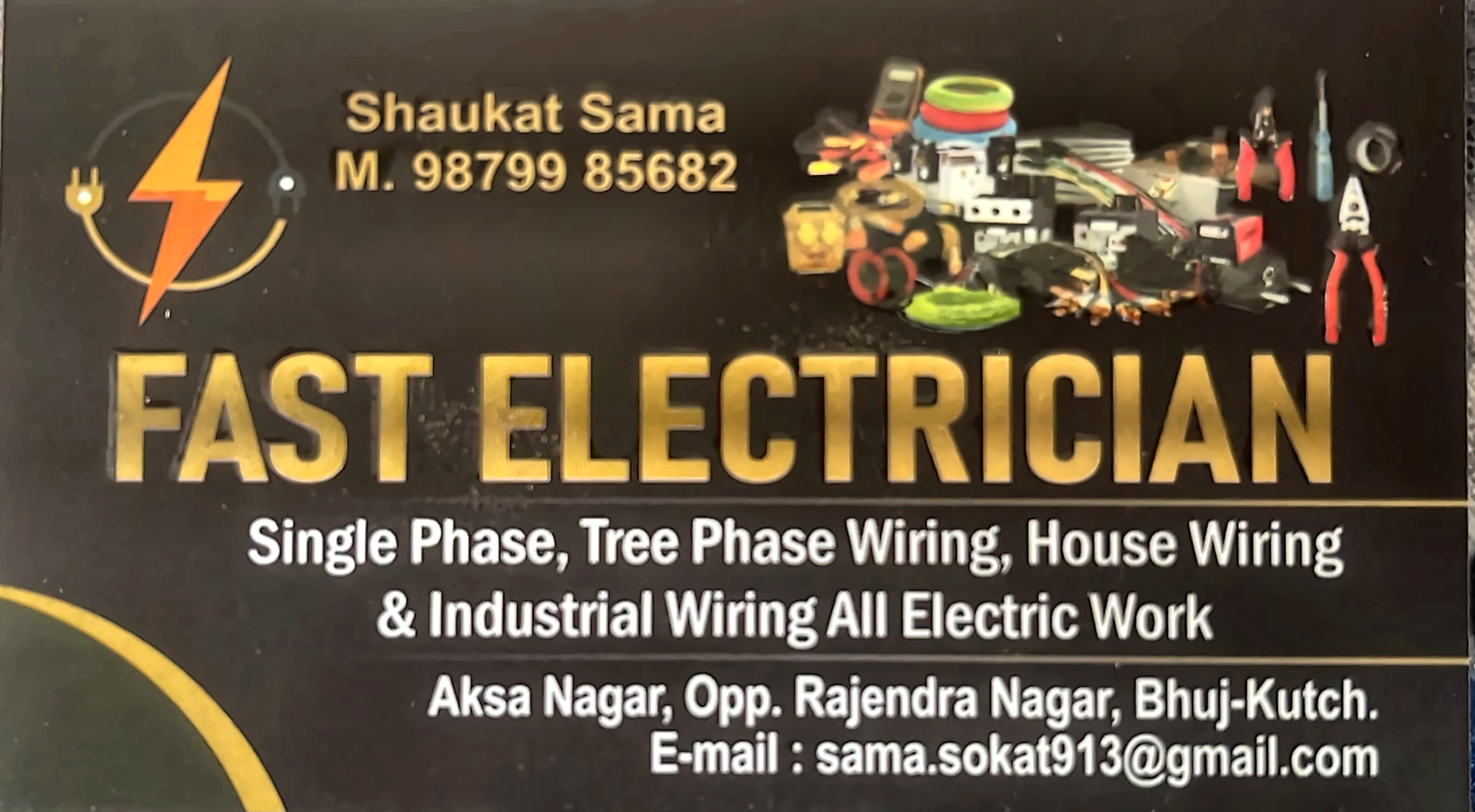 FAST ELECTRICIAN branding and service card